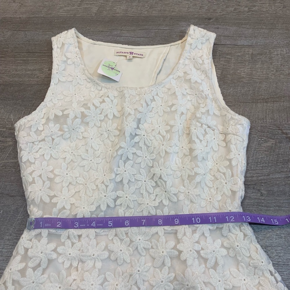 Altar’d State Floral Lace Dress Open Back Ivory S - Picture 5 of 8